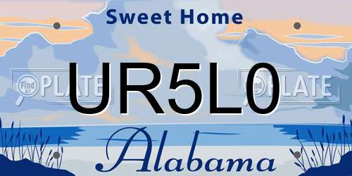UR5L0 Alabama License Plate