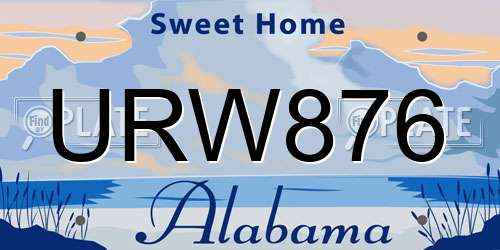 URW876 Alabama License Plate