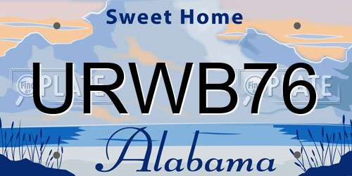 URWB76 Alabama License Plate