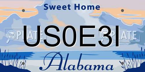 US0E3I Alabama License Plate