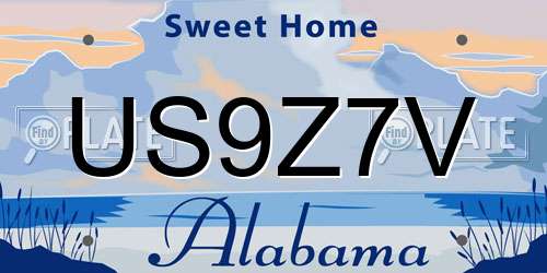 US9Z7V Alabama License Plate