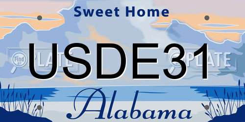 USDE31 Alabama License Plate