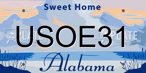 USOE31 Alabama License Plate