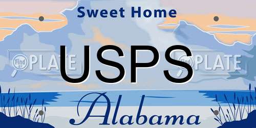 USPS Alabama License Plate