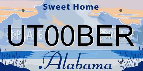 UT00BER Alabama License Plate