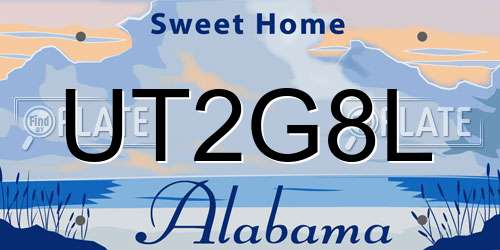 UT2G8L Alabama License Plate