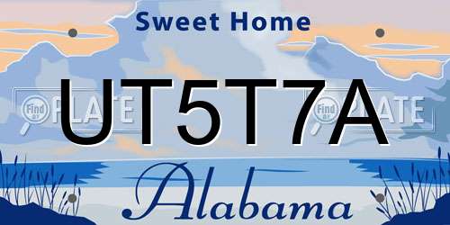 UT5T7A Alabama License Plate
