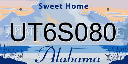 UT6S080 Alabama License Plate