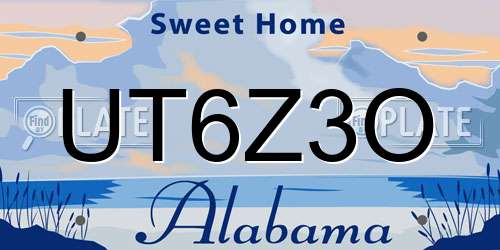 UT6Z3O Alabama License Plate