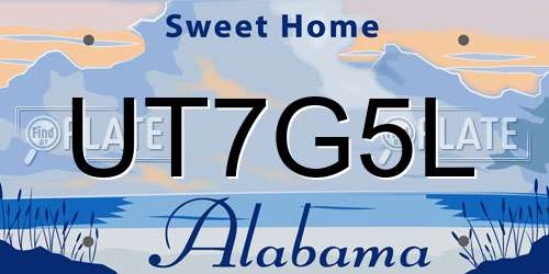 UT7G5L Alabama License Plate
