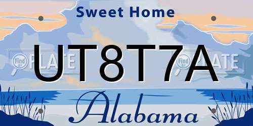 UT8T7A Alabama License Plate