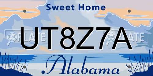 UT8Z7A Alabama License Plate
