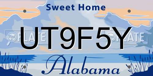 UT9F5Y Alabama License Plate