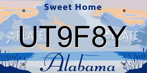 UT9F8Y Alabama License Plate