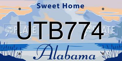 UTB774 Alabama License Plate