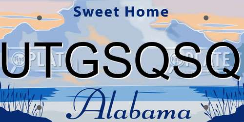 UTGSQSQ Alabama License Plate