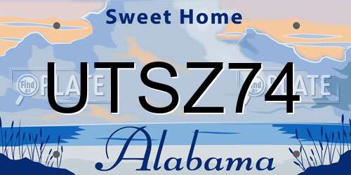 UTSZ74 Alabama License Plate