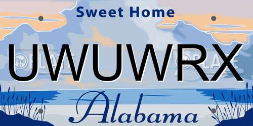 UWUWRX Alabama License Plate