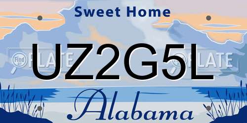 UZ2G5L Alabama License Plate