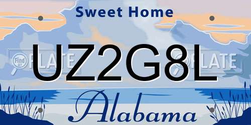 UZ2G8L Alabama License Plate