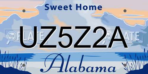 UZ5Z2A Alabama License Plate