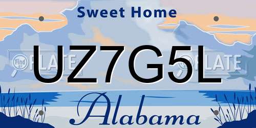 UZ7G5L Alabama License Plate