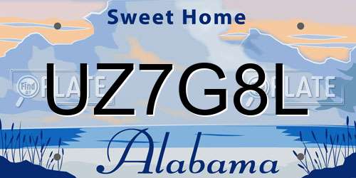 UZ7G8L Alabama License Plate