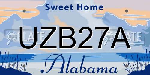 UZB27A Alabama License Plate