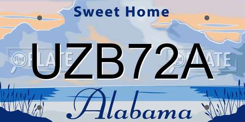 UZB72A Alabama License Plate