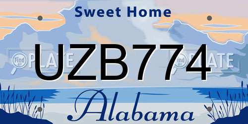 UZB774 Alabama License Plate