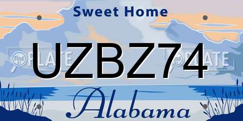 UZBZ74 Alabama License Plate