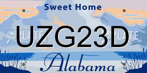 UZG23D Alabama License Plate