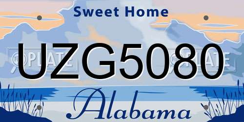 UZG5080 Alabama License Plate