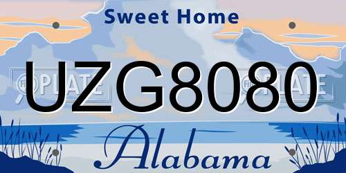 UZG8080 Alabama License Plate