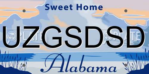 UZGSDSD Alabama License Plate