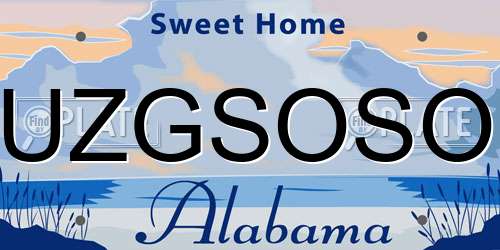 UZGSOSO Alabama License Plate