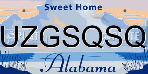 UZGSQSQ Alabama License Plate