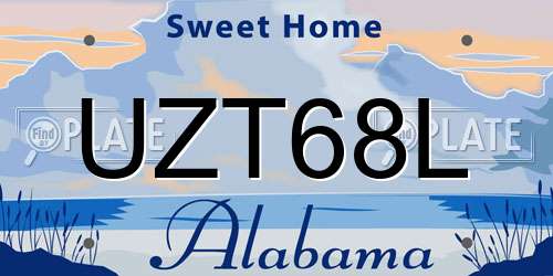 UZT68L Alabama License Plate