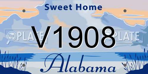 V1908 Alabama License Plate