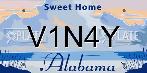 V1N4Y Alabama License Plate