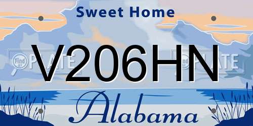V206HN Alabama License Plate