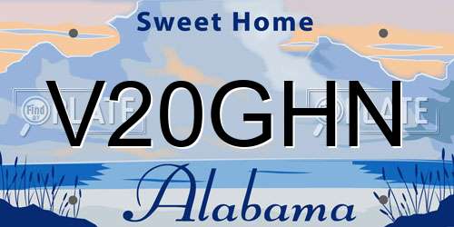 V20GHN Alabama License Plate