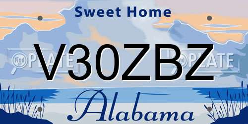 V30ZBZ Alabama License Plate