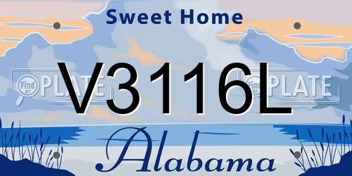 V3116L Alabama License Plate