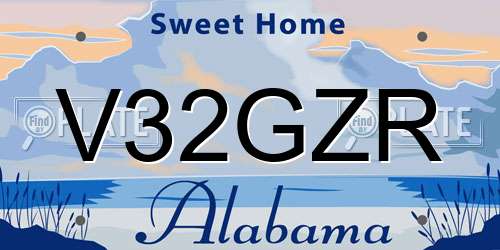 V32GZR Alabama License Plate