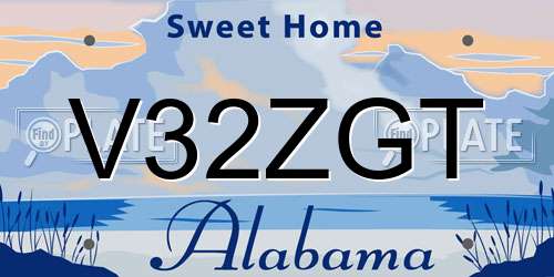 V32ZGT Alabama License Plate