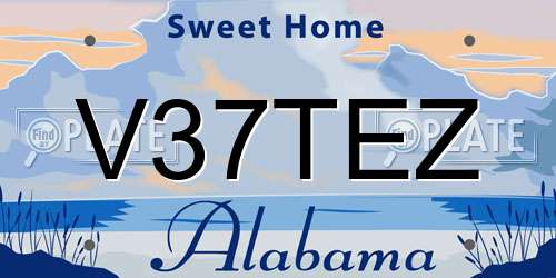 V37TEZ Alabama License Plate