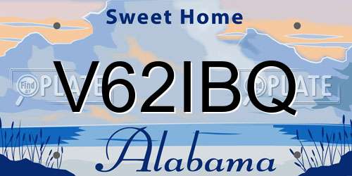 V62IBQ Alabama License Plate
