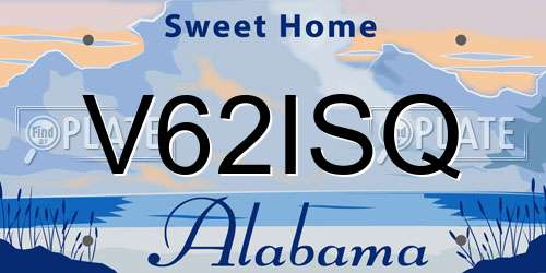 V62ISQ Alabama License Plate