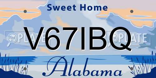 V67IBQ Alabama License Plate